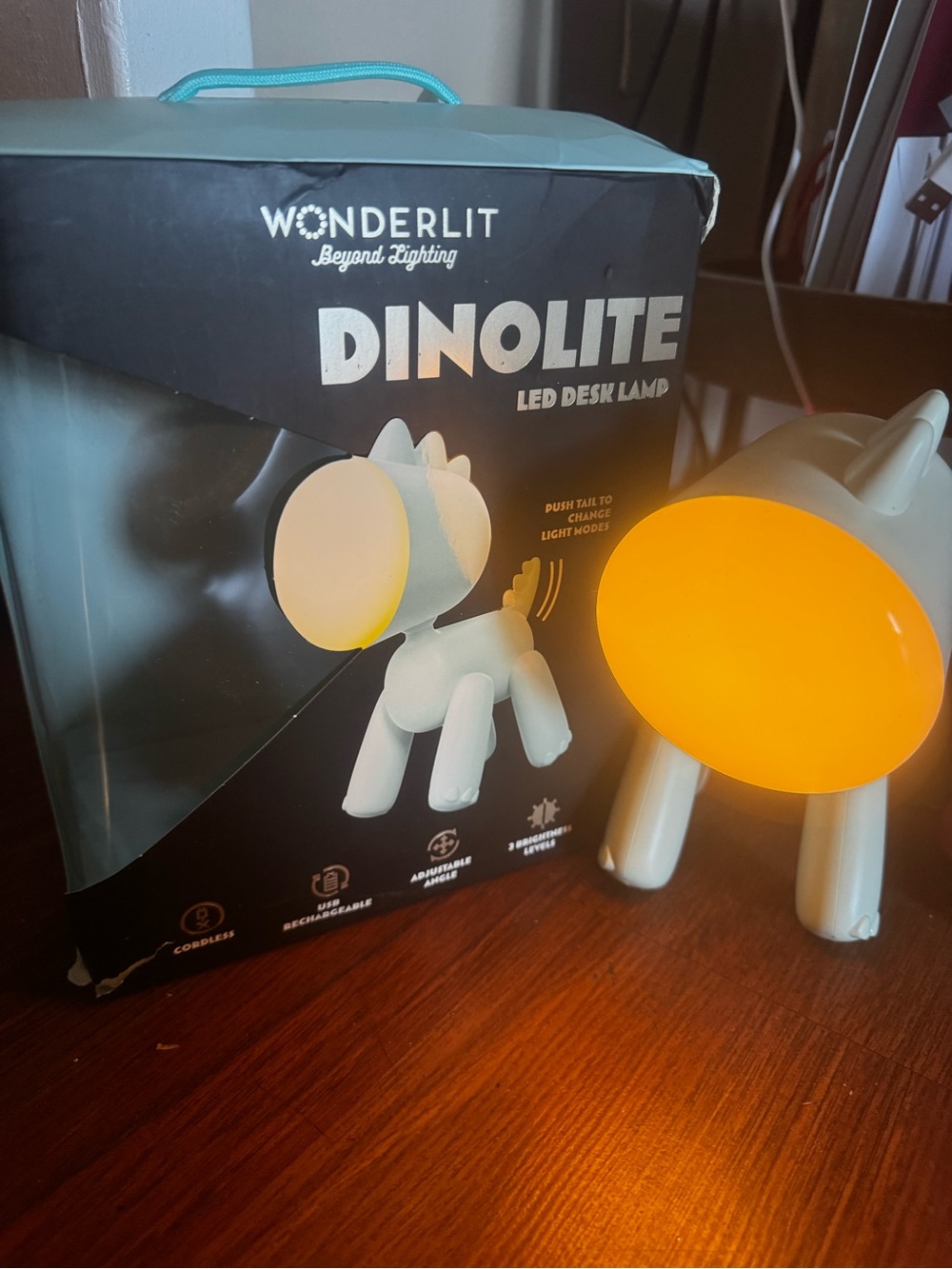 Wonderlit Dinolite LED Desk Lamp - White with Warm Yellow Light